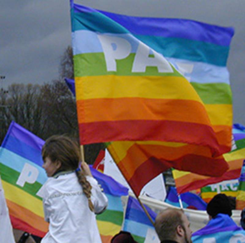 Friedensfahnen und -symbole sollen den Friedenswinter 2014/2015 prägen. Foto: Archiv IPPNW